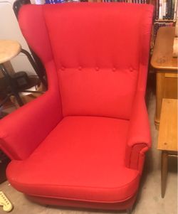 Red wingback chair