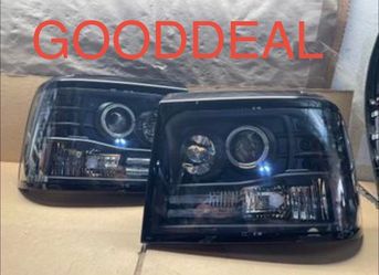 Oh193 Fit 92-96 Ford Bronco F150 Black Led Headlight Pair