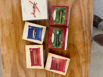 Trains and airplane Christmas ornament