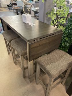 Dark Walnut & Chestnut Counter Height Dining Room Set  5pc Set (Table + 4 Stool)
