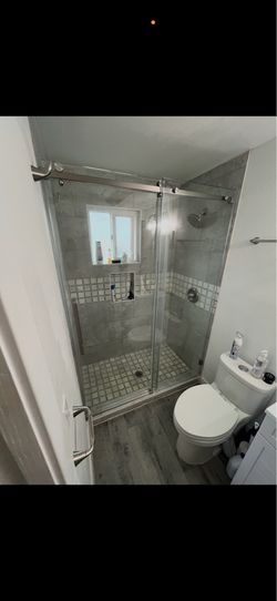 Shower door with install