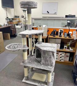 60 inch high cat tree , light gray