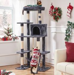63" Multi-Level Cat Tree with Condo and Hammock / gray cat tree / 63in cat tree