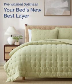 New King Size CGK Unlimited Quilt Set Sage Green Bedspread Comforter Bedding