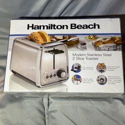 Hamilton Beach 2-Slice Toaster with Extra-Wide Slots, Toast Boost, and Removable Crumb Tray, Chrome
