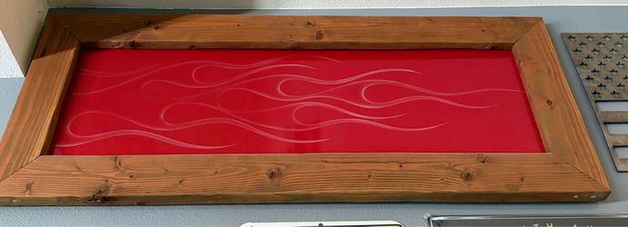 Custom made Red Flame Art Wood Frame Wall Decor