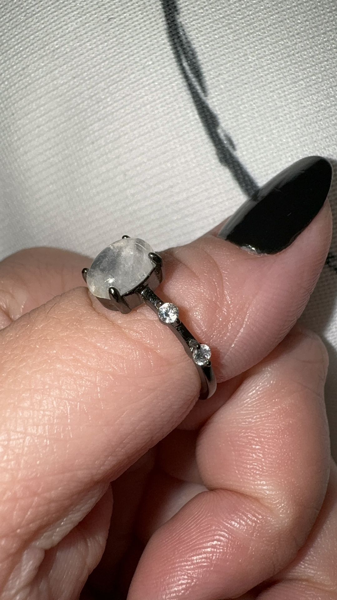 Moonstone Black Rhodium Ring