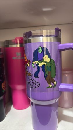 Purple Halloween Monster Tumbler with Handle