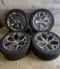22X10 F-150 SHELBY SUPERSNAKE 6x135 +25 87.1 Chrome  Set Of 4 Wheels Tires