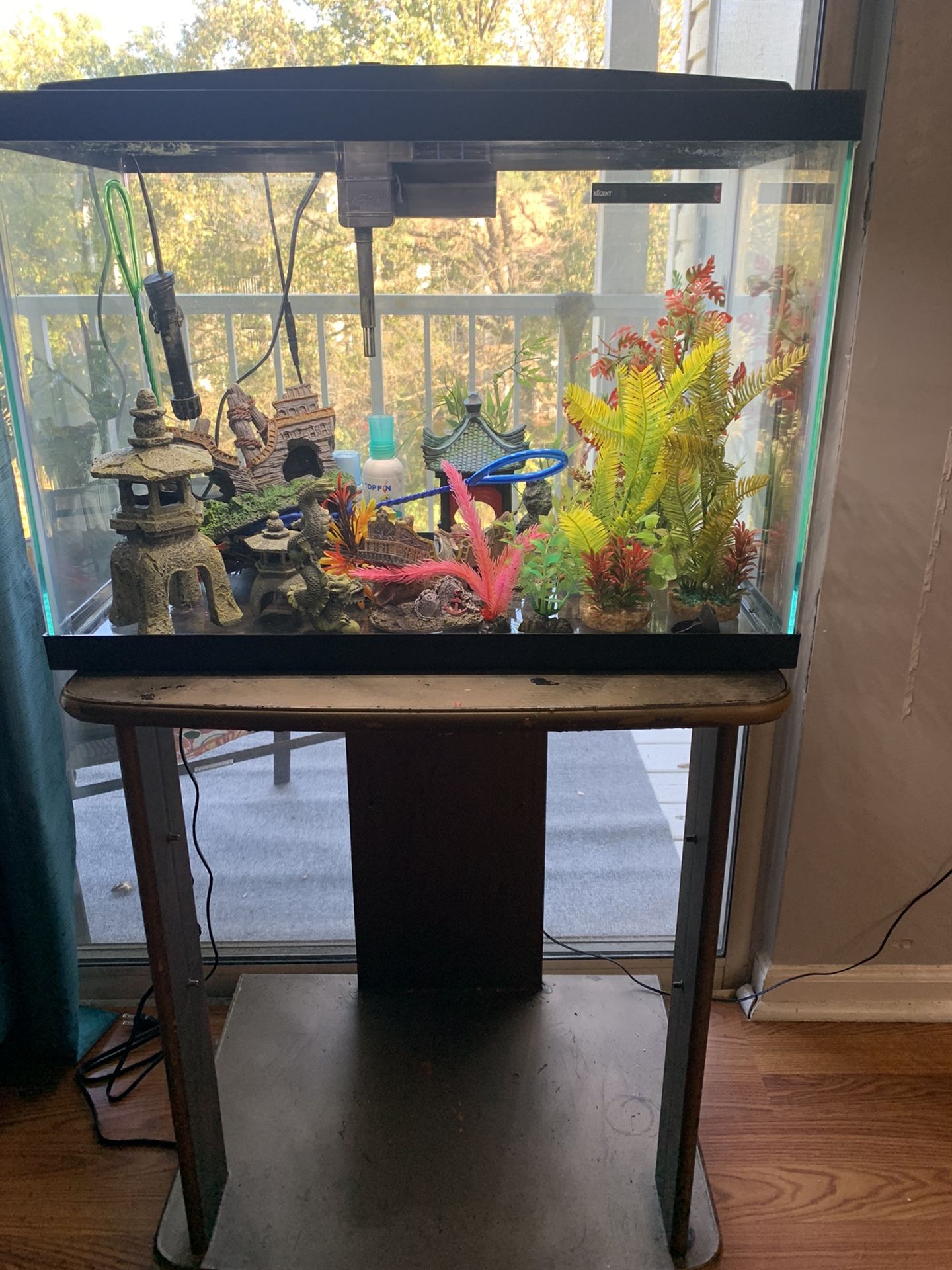 20 Gallon Fish Tank Everything You Need Besides Fish   Basically Brand new   2  Weeks Old With Plenty Decorations The Filter And Heater