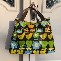 BRACIANO Glossy PVC Retro-Print Designer Tote