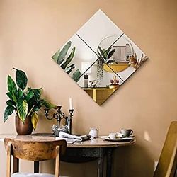 EDGEWOOD Wall Mirrors Flexible Real Glass Flat Frameless 4-Piece Set, 14x14 Inches