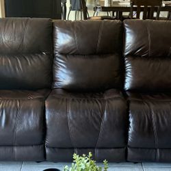 🔥 Power Reclining Leather Sofa Set + Tables – Perfect Condition! 🔥