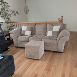 Light Brown Sofa & Ottoman