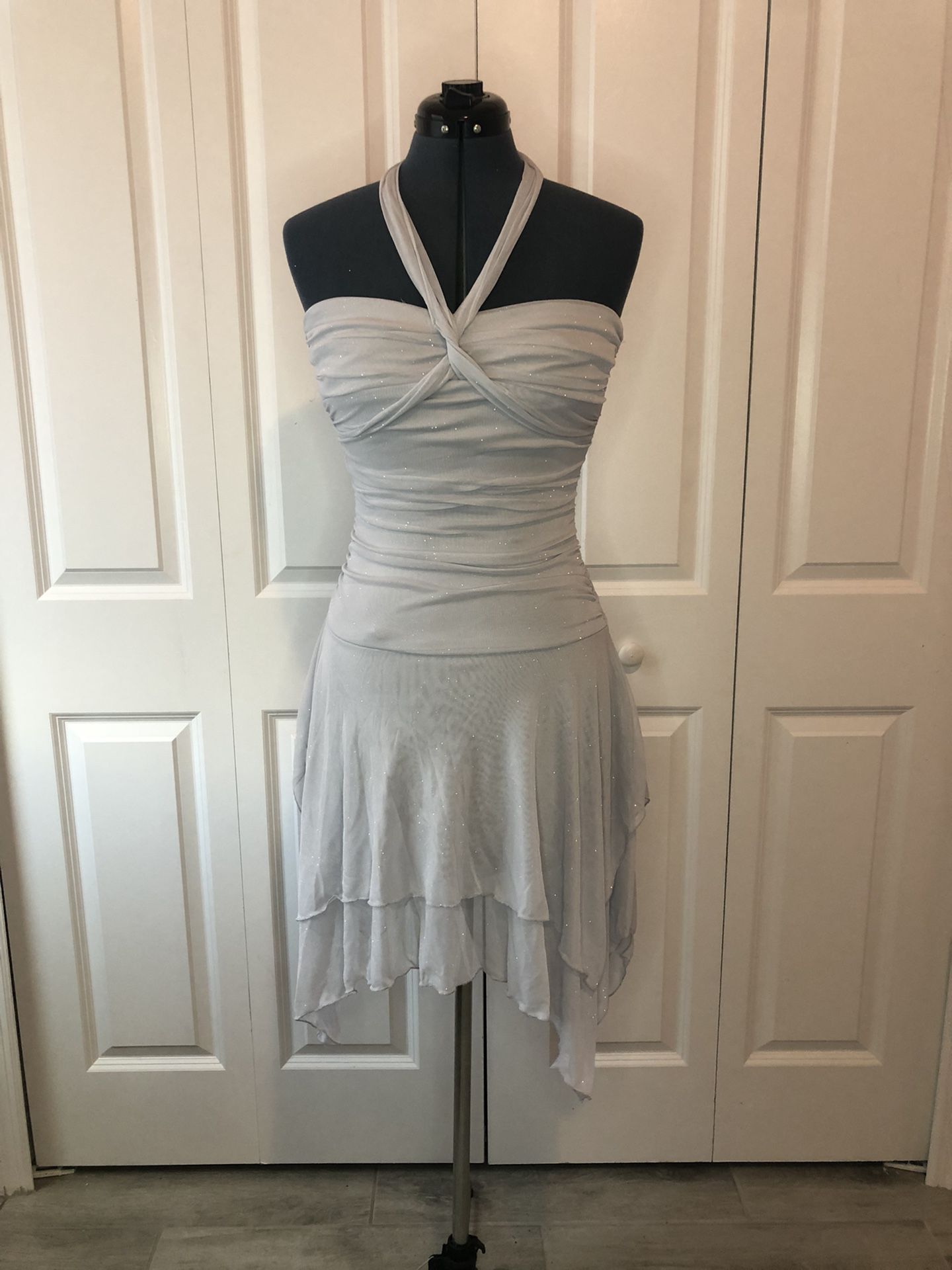 Vintage Y2K Silver Prom Dress