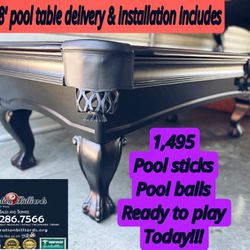 Pool Table 8' For Sale Delivery & Installation Free