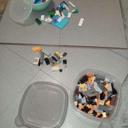 Lego Building Boards w/assorted Lego pieces (Two 24"x20") Honey Oak on opposite side 