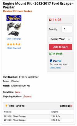Engine Mount Kit - 2013-2017 Ford Escape - Westar