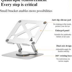 360° Rotating Folding Aluminum Alloy Laptop Stand | Dual-axis 180° Infinite Adjustment, Accelerated Heat Dissipation, Foldable and Portable, Suitable 