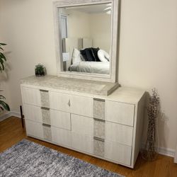 Bed Frame And Dresser/Mirror