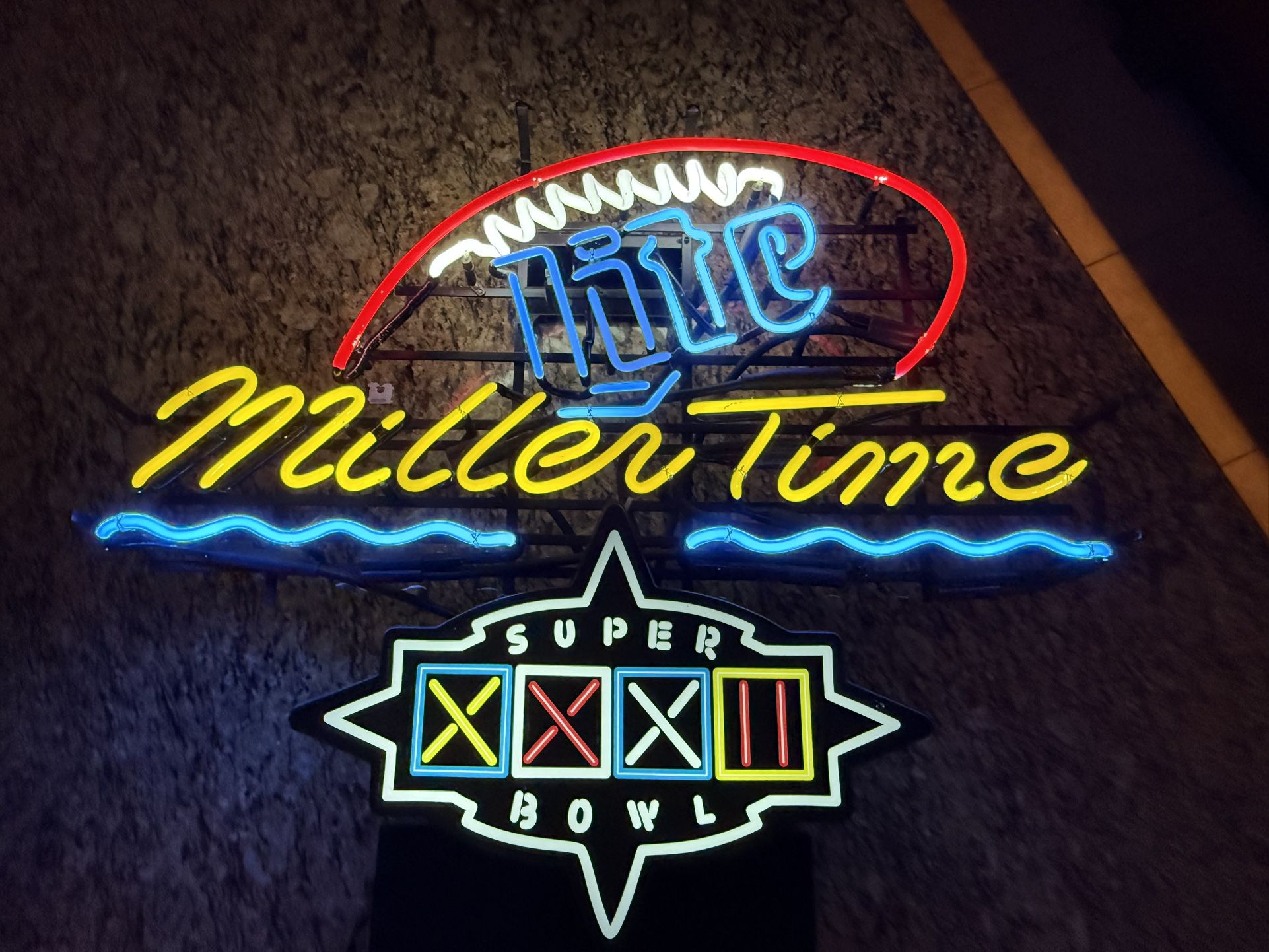 Rare!! Denver Broncos Vs Green Bay Packers Super Bowl 32 Miller Lite Neon Sign