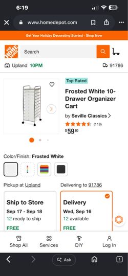 Frosted ten drawer organizer cart