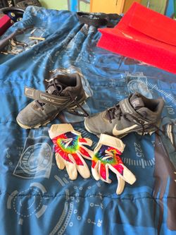 Kids baseball cleats and gloves