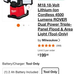 The MILWAUKEE M18 ROVER Dual Power Triple-Panel Flood & Area Light