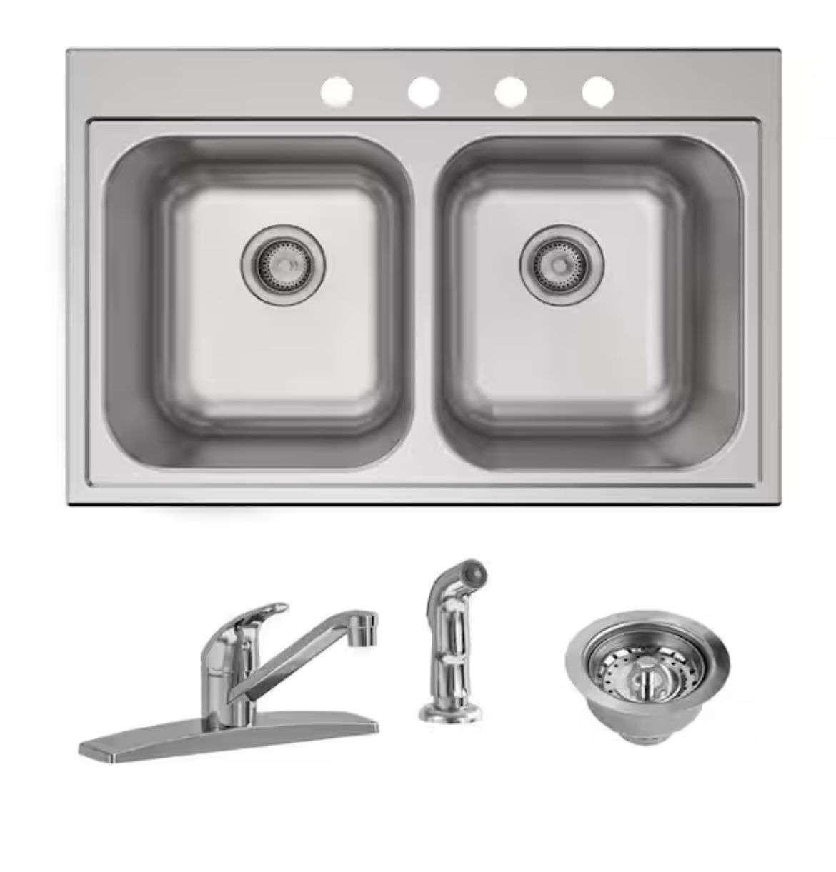 Elkay Parkway 33 in. Drop-in Double Bowl 20 Gauge Stainless Steel Sink w/Faucet @42