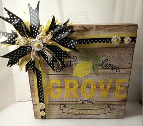 Sweet Lemon Grove Farmhouse Handcrafted Wooden Wallhanging Plaque 