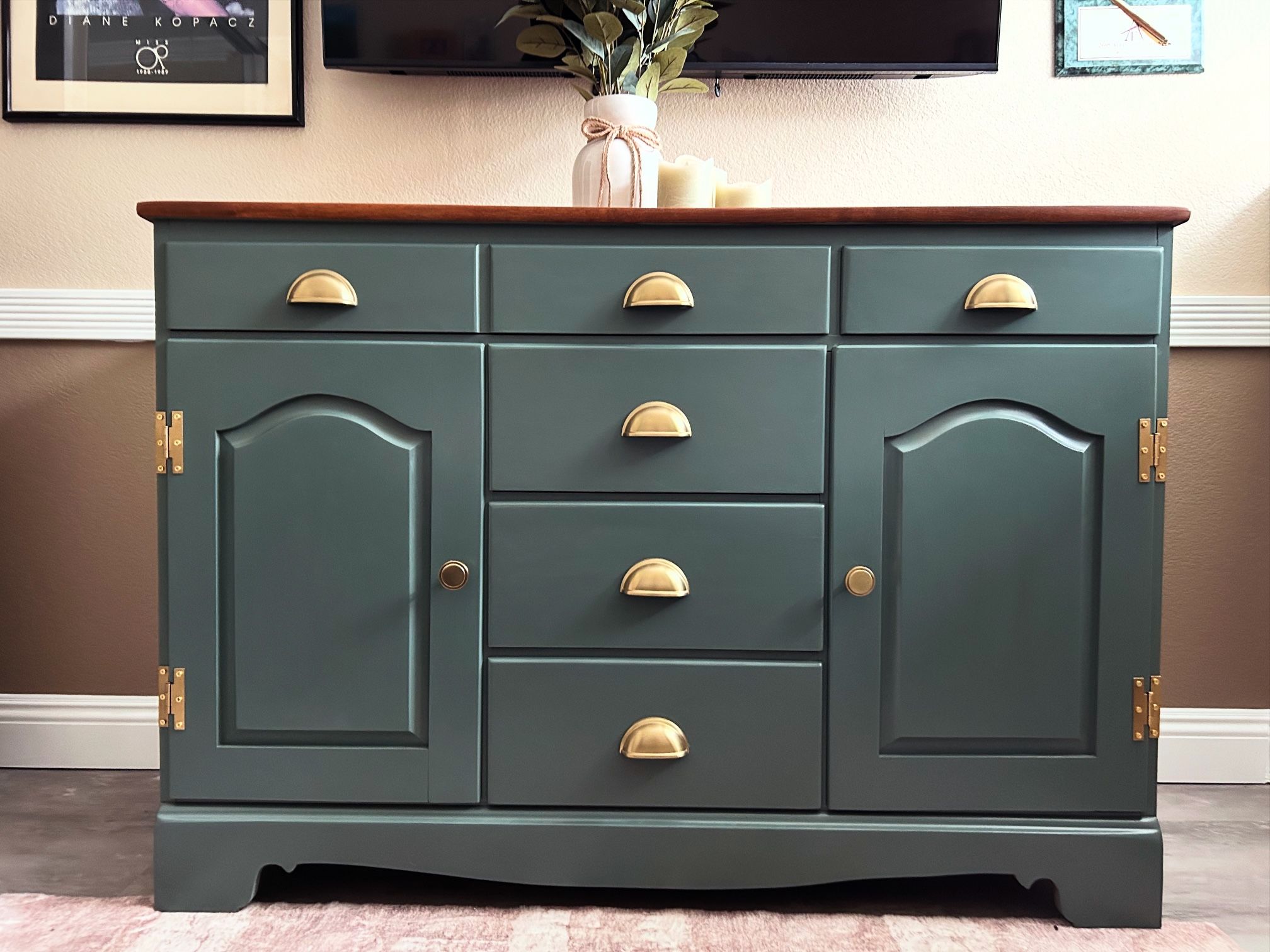 Sage Green Tv Console Table, Buffet Cabinet