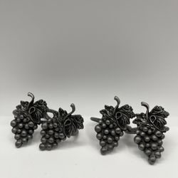 Vintage Pewter “grapes” Napkin Holder. Set Of 4