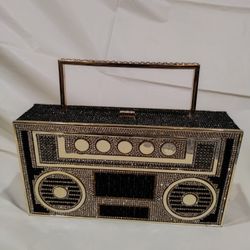 Rhinestone Retro Radio Crossbody Evening Bag Purse
