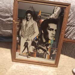 1960s Mirrored Framed Pucture Of THE KING ELVIS PRESLEY