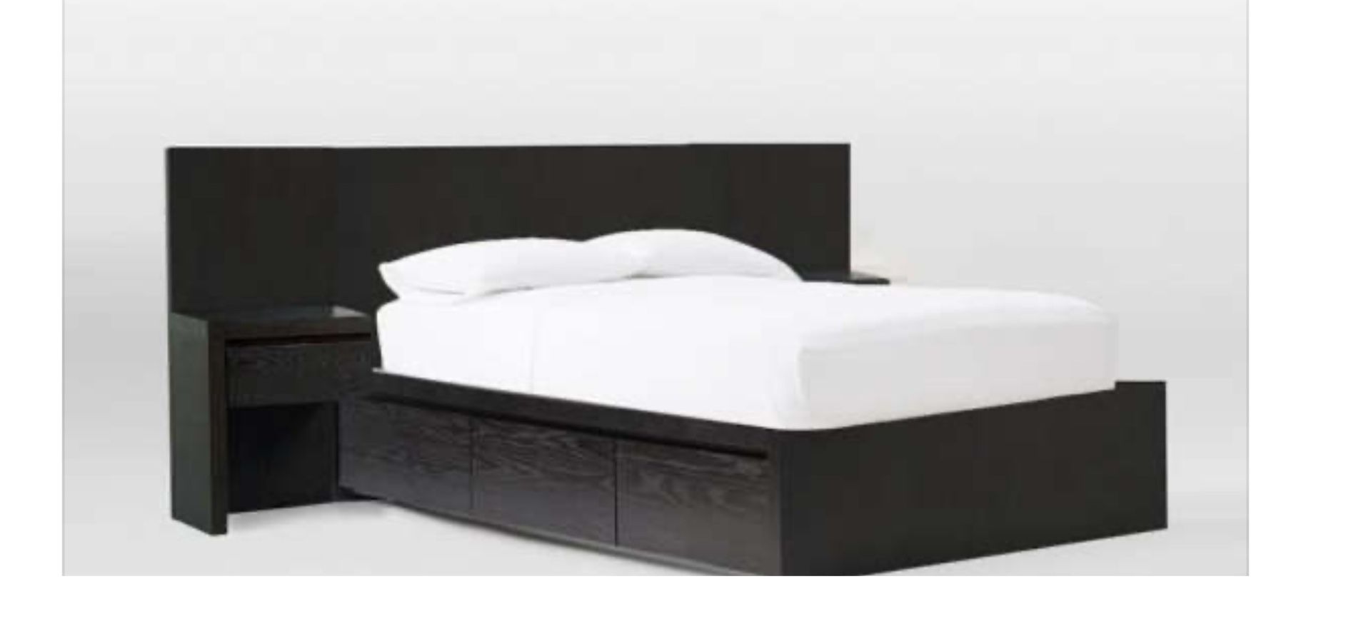 Espresso Wood Queen Wood Bed Frame w Nightstands & 6 Storage Drawers Under Bed