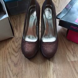 Bronze glitter heels size 8 1/2