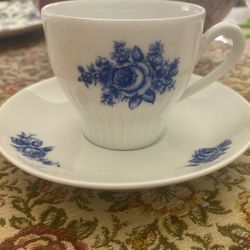 German Blue & White Cup And Saucer