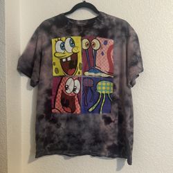 nickelodeon spongebob T-shirt, black, grey and pink marble