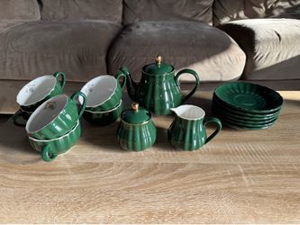 Dark Green Porcelain Tea Set
