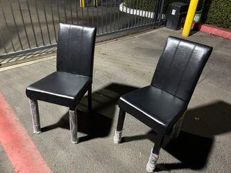 Set of 4 Black Faux Leather Dining Chairs