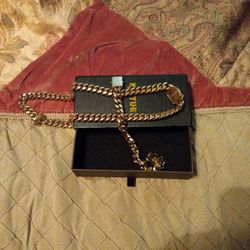 Men Cuban Link Set/necklace &bracelet Gold Plated 