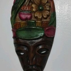 AFRO - CARIBBEAN WALL ART - SOLID WOOD MASK 12"×6"