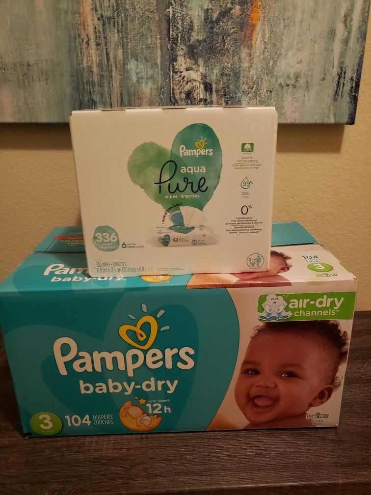 Pampers Diapers Size 3 & Pampers Baby Wipes