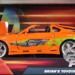 Jada 1/24 Scale Die-Cast Fast & Furious Brian’s Orange 🍊 1995 Toyota Supra. New. 