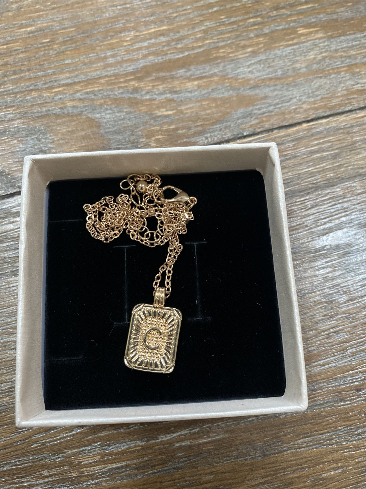 Gold Plated Stainless Steel Initial C Pendant Necklace