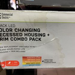 4-PACK LED COLOR CHANGING RECESSED HOUSING + TRIM COMBO PACK • NEW CONSTRUCTION DOWNLIGHT • FOR USE WITH LED COMPATIBLE LIGHT DIMMERS • IC RATED FOR D