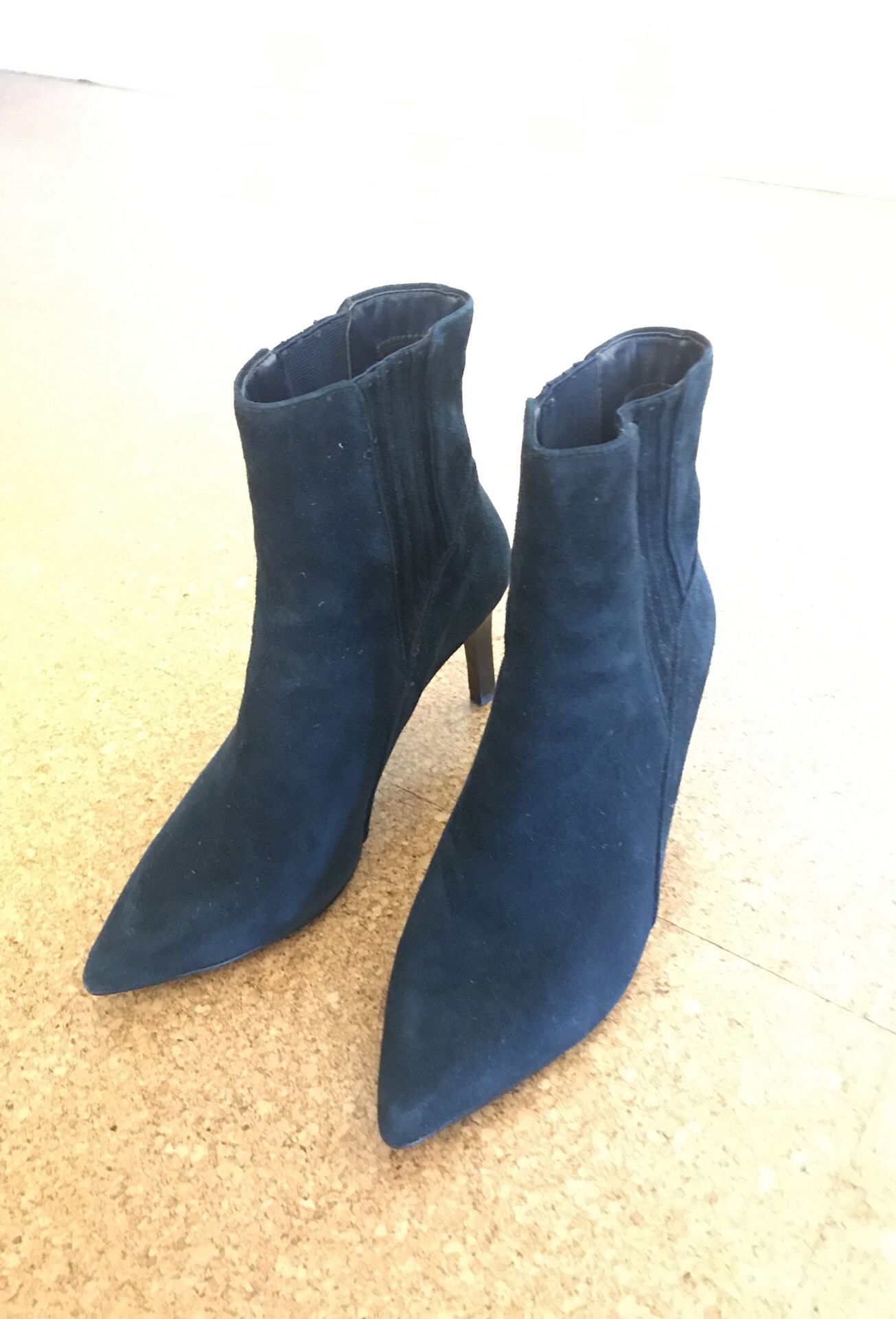Navy suede effect stiletto ankle boots size 10