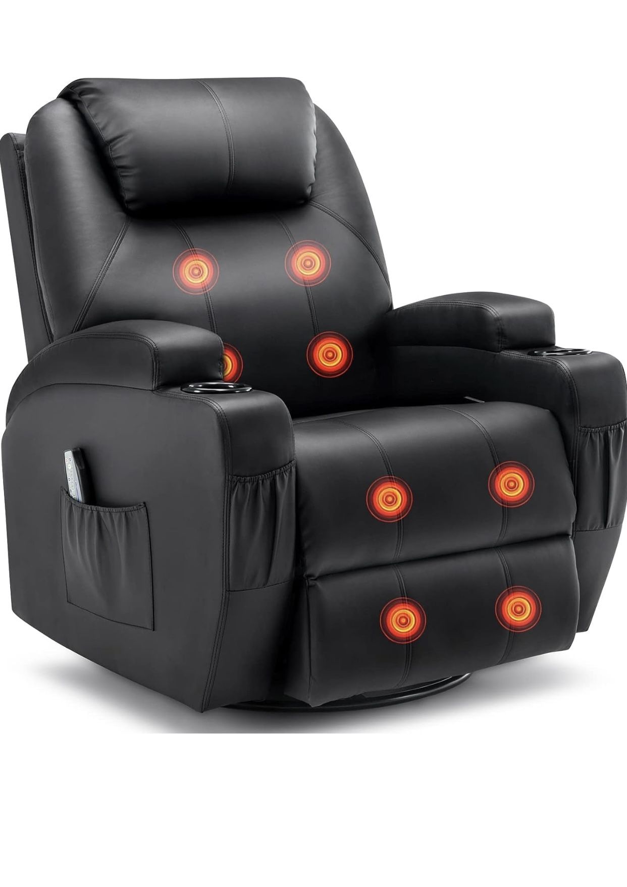 Rocking Chair with Massage and Heat, 360° Swivel Recliner Chairs