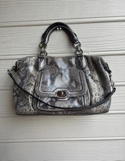 PreOwned Authentic Coach Campbell F26041 Exotic Python Satchel Handbag