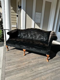 A vintage velvet couch